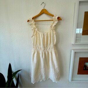 Old Navy Mini Dress Ruffle Straps Eyelit Trim Cream Women Small